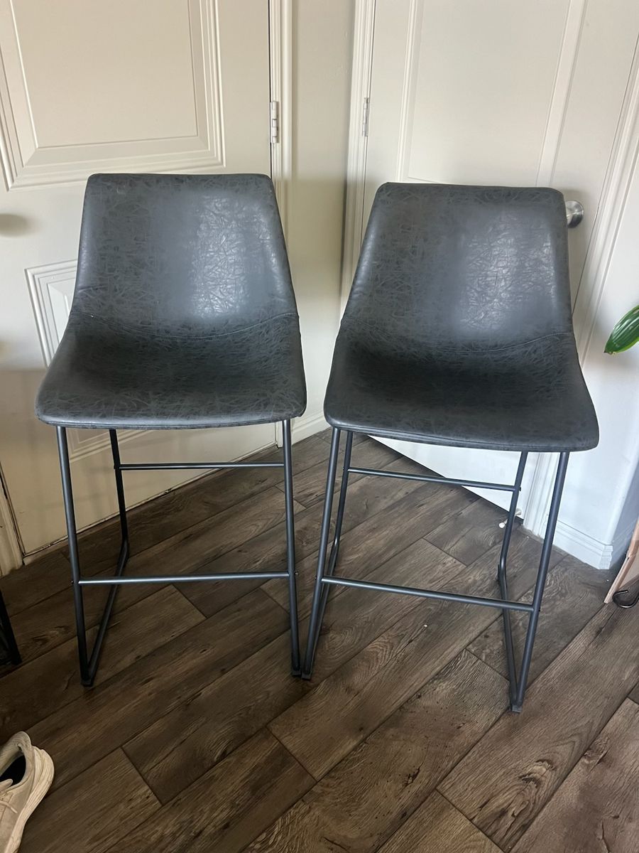 2 Black Faux Leather Bar Stools from IKEA