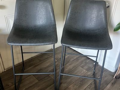 2 Black Faux Leather Bar Stools from IKEA