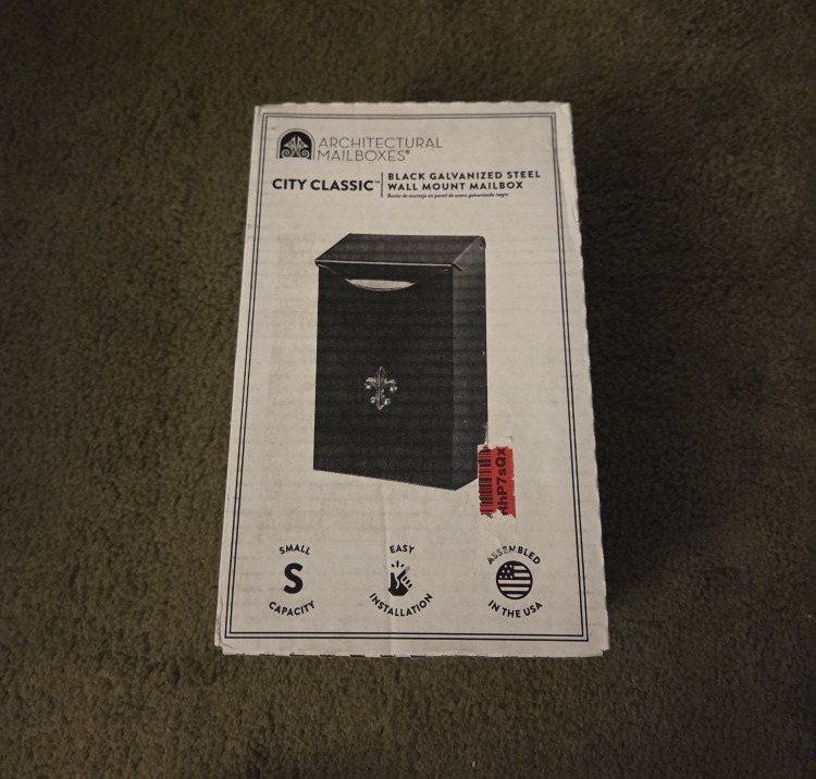 small mailbox black wall mount NIB