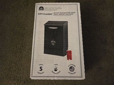 small mailbox black wall mount NIB