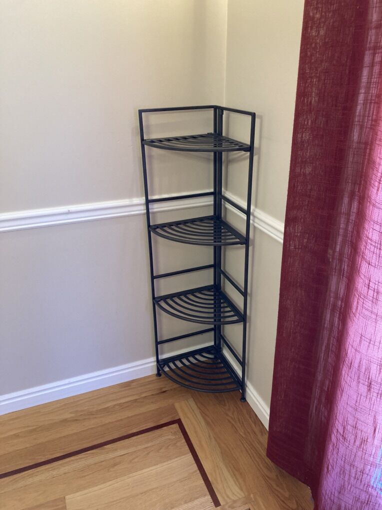 4 Tier Metal Corner Shelf - Freestanding/Foldable