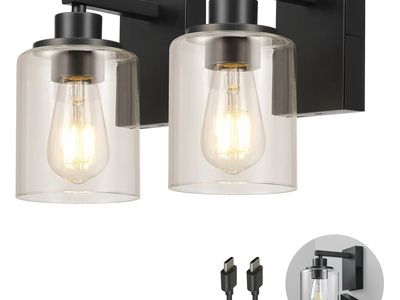 Globe Electric Rechargeable Glass Wall Sconce, Battery Powered 2-pack 1938095 #103840
