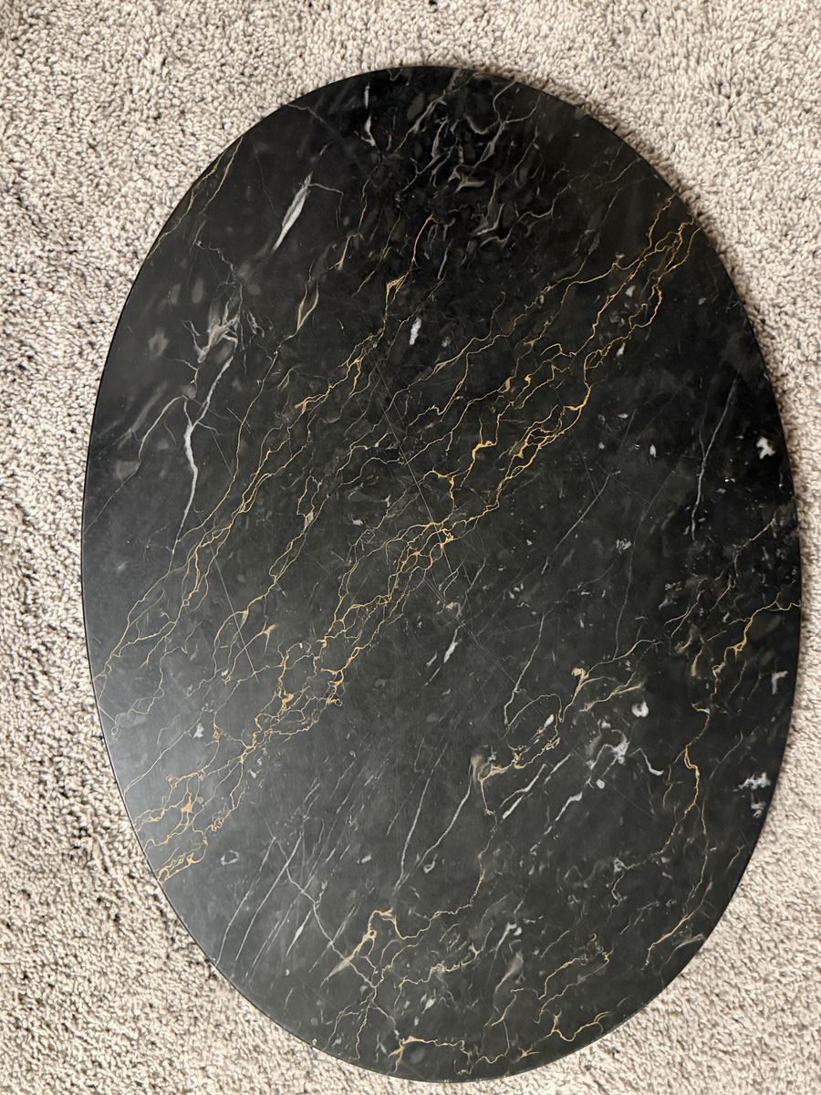 Black & Gold  Marble Oval Tabletop/Tray - 14.5" x 21" Decorative Surface