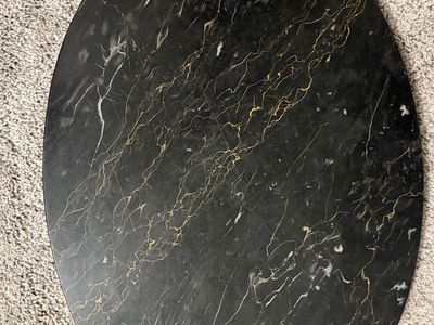 Black & Gold Marble Oval Tabletop/Tray - 14.5" x 21" Decorative Surface