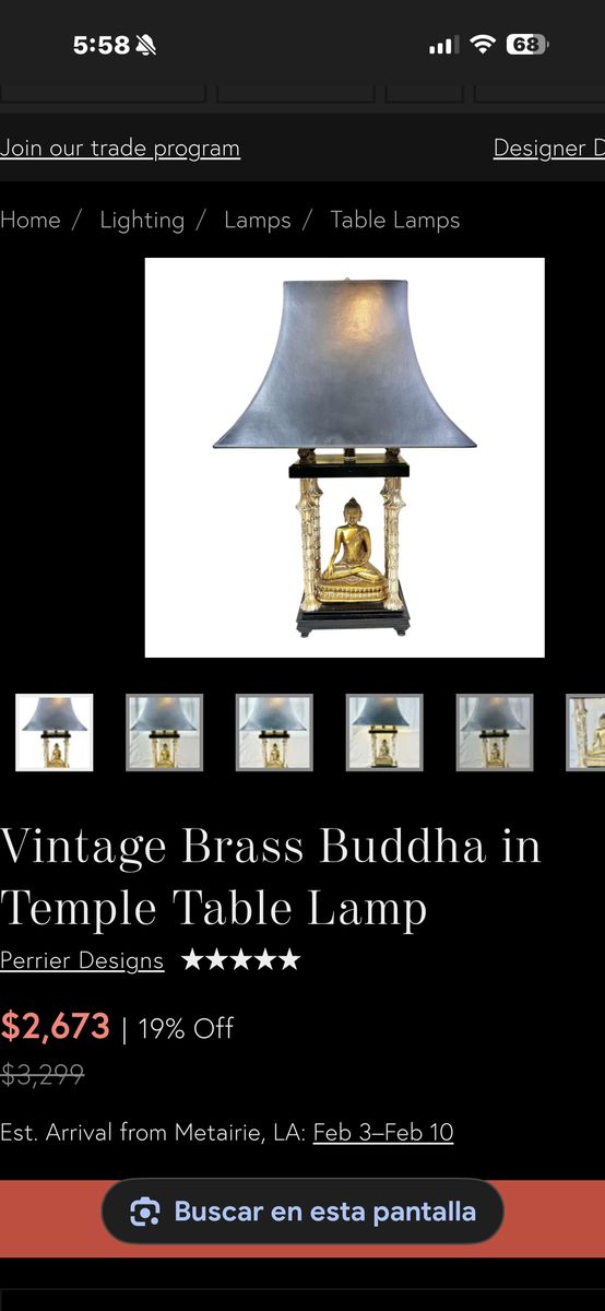 Vintage Brass Buddha in Temple Table Lamp