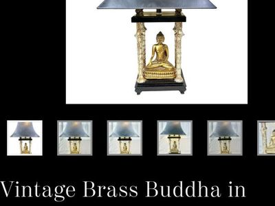 Vintage Brass Buddha in Temple Table Lamp
