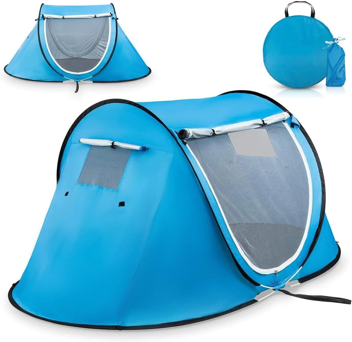 Abco Tech Pop Up Tent - Portable Tent for Camping 2 Person Pop Up with Double Doors