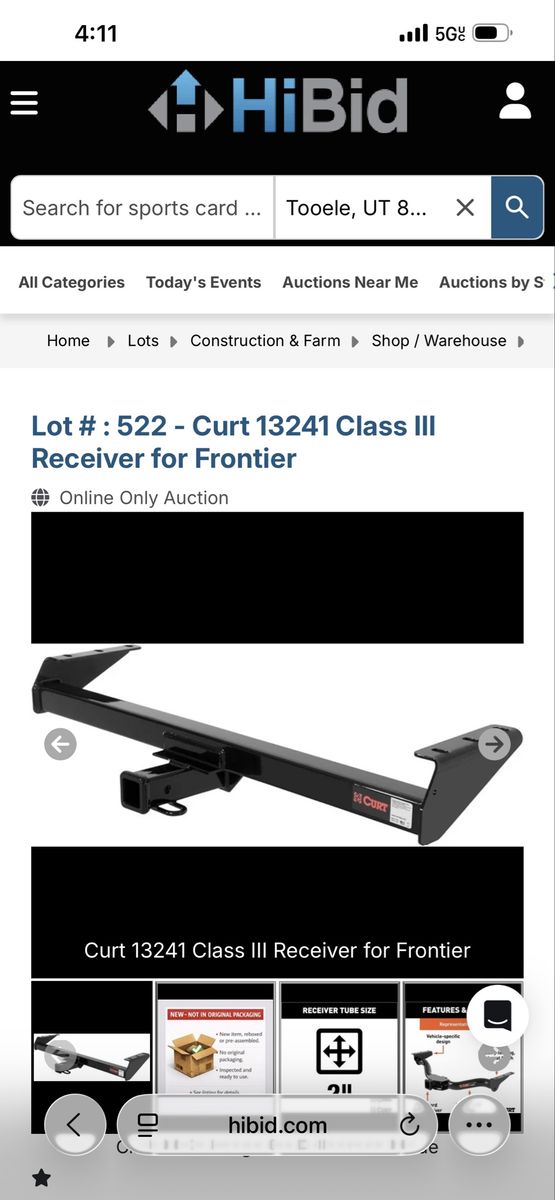 CURT 13241 Class III Receiver Hitch for Frontier  2005 to 2026 - 5,000 lbs GTW, 500 lbs TW