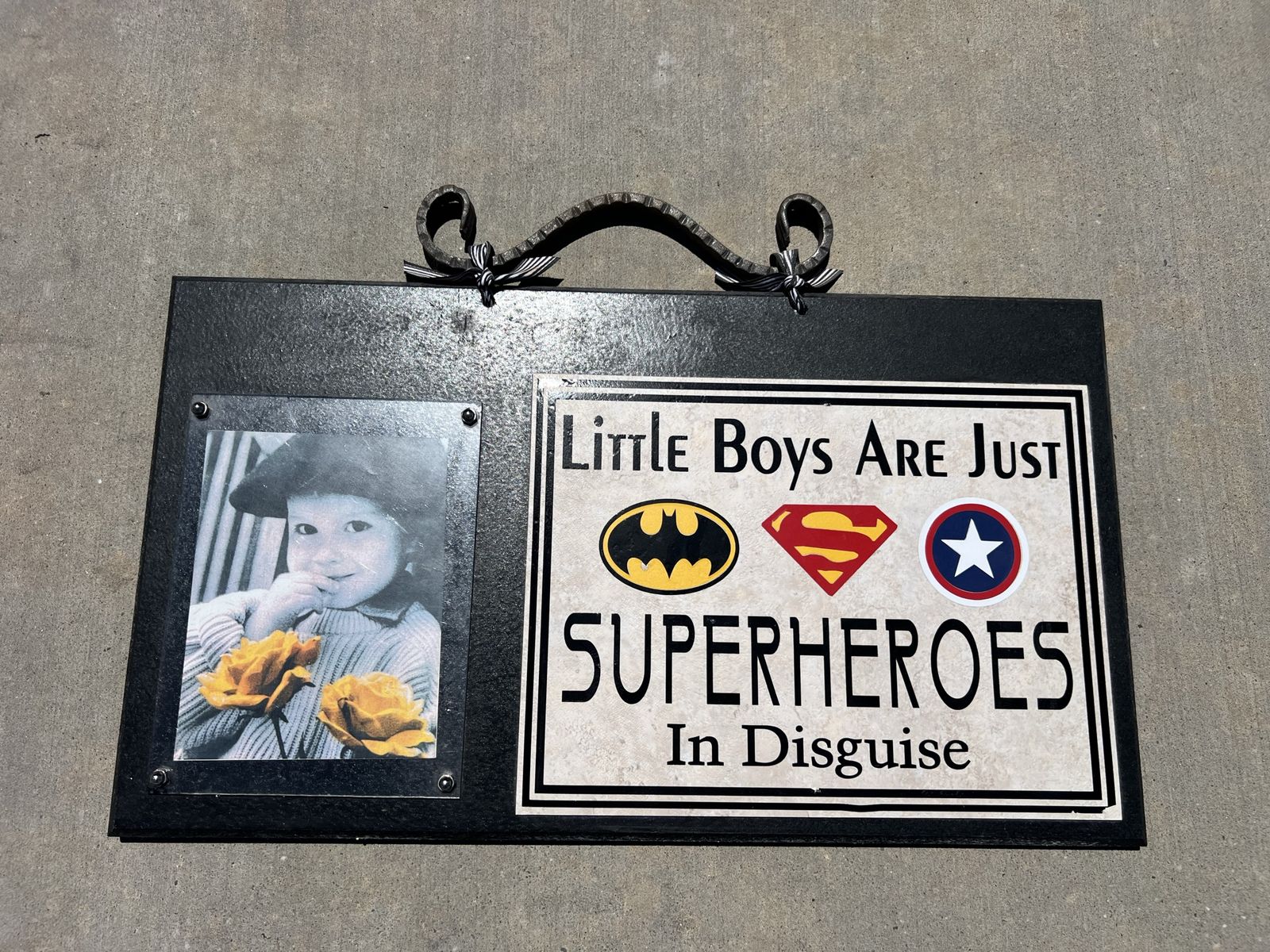Superhero Quote Picture Frame - "Little Boys Are Just Superheroes In Disguise" Wall Decor