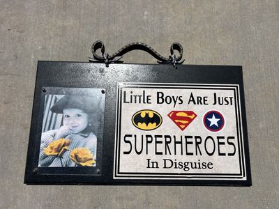 Superhero Quote Picture Frame - "Little Boys Are Just Superheroes In Disguise" Wall Decor