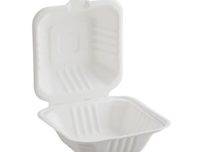 EcoChoice 5" x 5" x 3" Compostable White Plant Fiber Take-Out Container - 500/Case