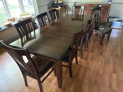 Hardwood Dining Table With 10 Chairs
