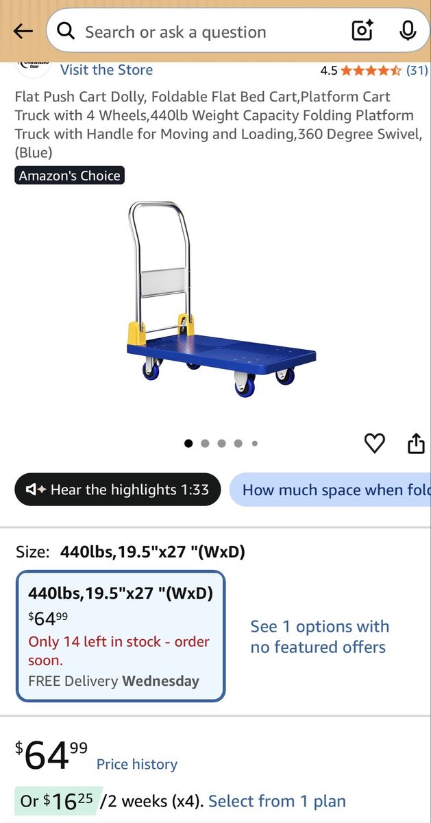 Flat push cart dolly