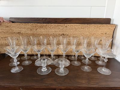 Vintage 23 piece 1930’s etched set. Tiffin