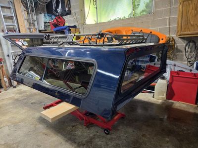 ARE Camper shell with roof rack, 6'8" bed made for GMC or Chevrolet HD
