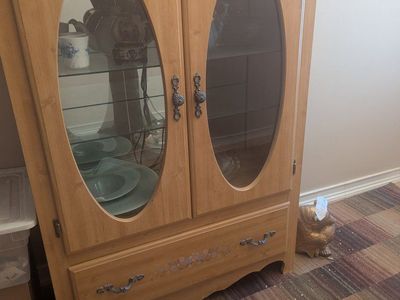 blonde cabinet/hutch