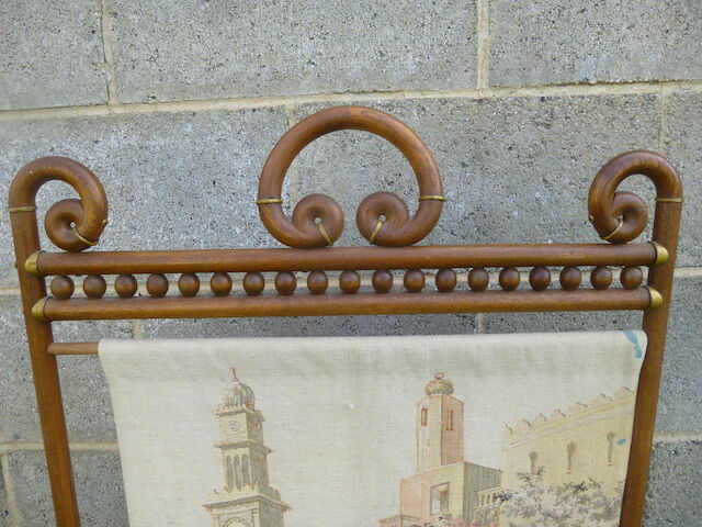 French Fireplace Screen - Oak Stick and Ball - Antique