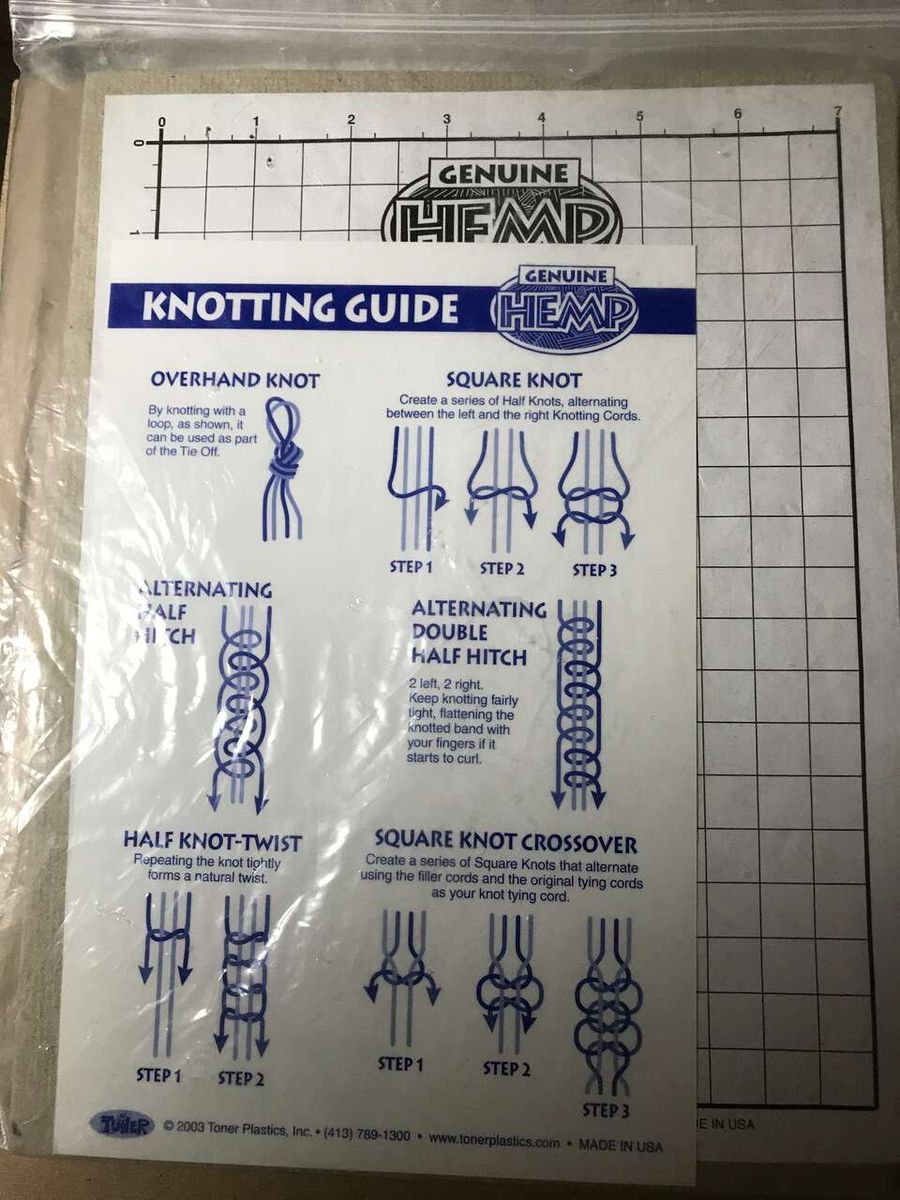 Hemp Knotting Board with Knotting Guide by Toner 8 1/2in x 11in