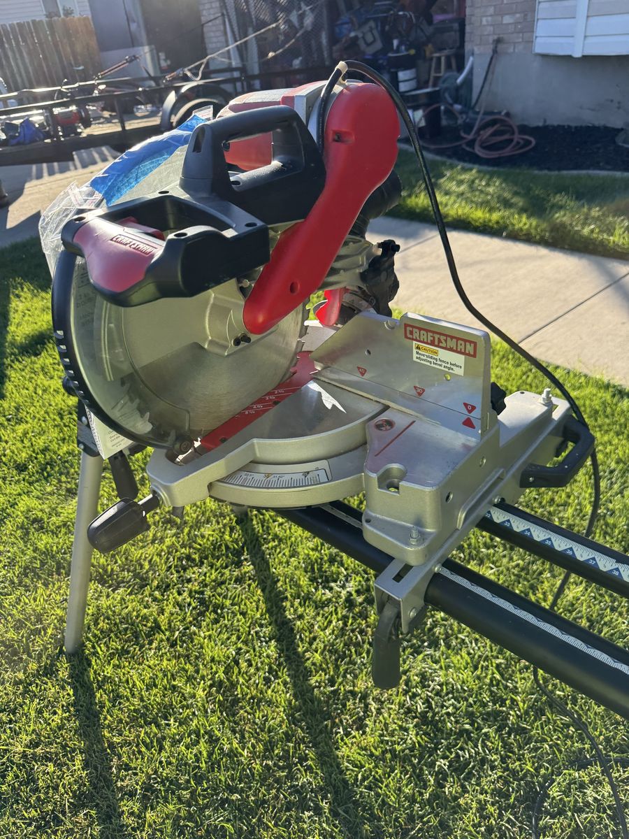 Craftsman Miter Saw - Corded Electric Sliding Compound Miter Saw on Stand, Excellent Condition