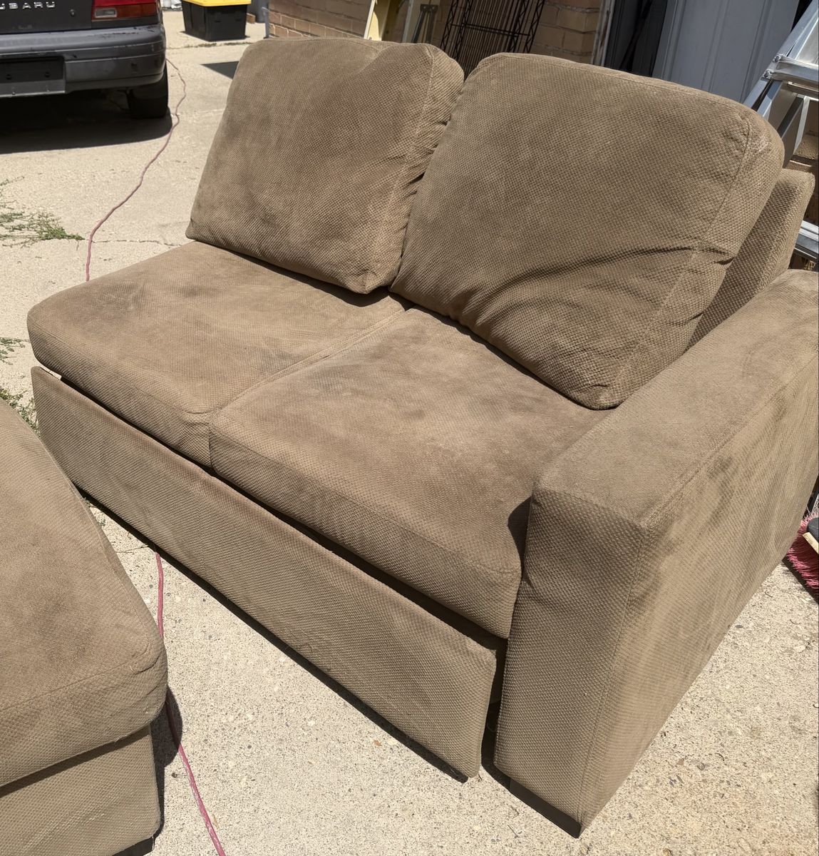 Couch with pullout bed and storage 