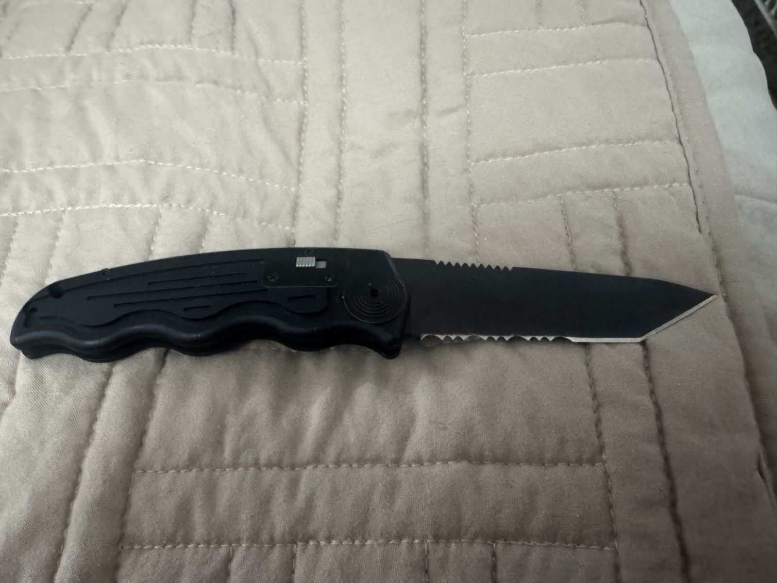 SOG SOG-TAC Mini Auto Tanto Folding Knife Partially Serrated Black