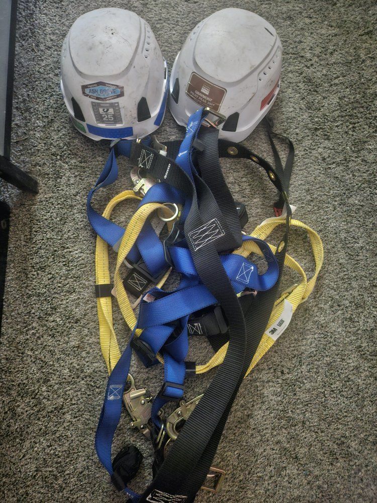Fall Harness and Hard hats