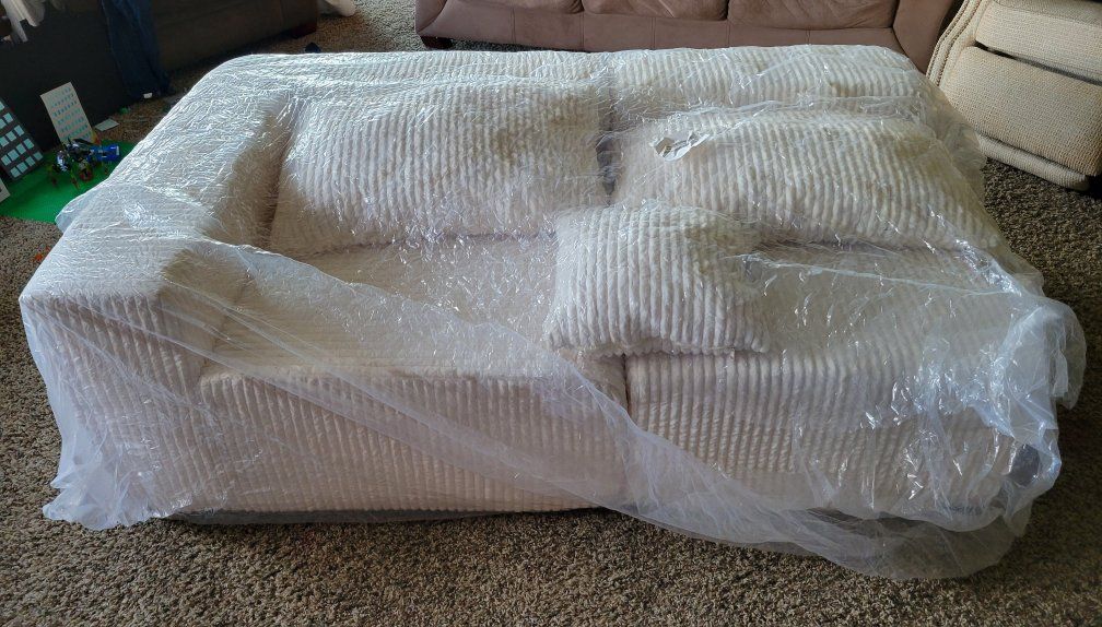 NEW- Creamy white Ribbed Corduroy Sofa 