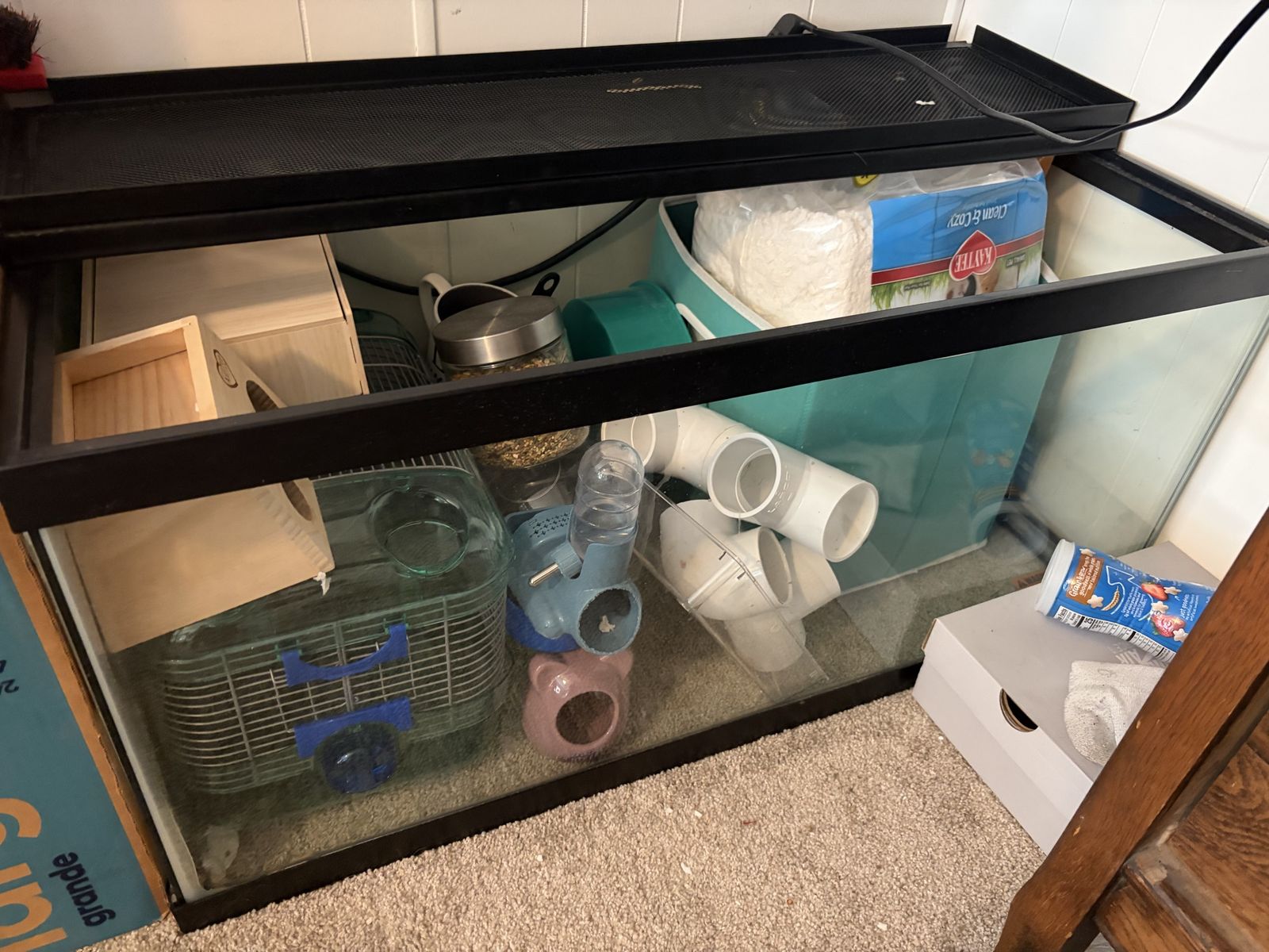 hamster cage and extras.