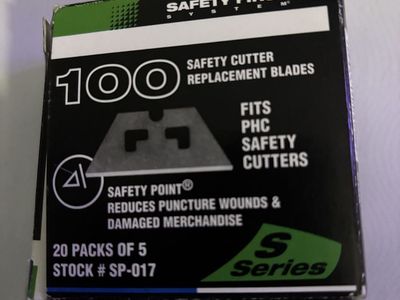 % Cutter Replacement Blades PHC Safety SP-017 S-Series 100 Pack Per Box