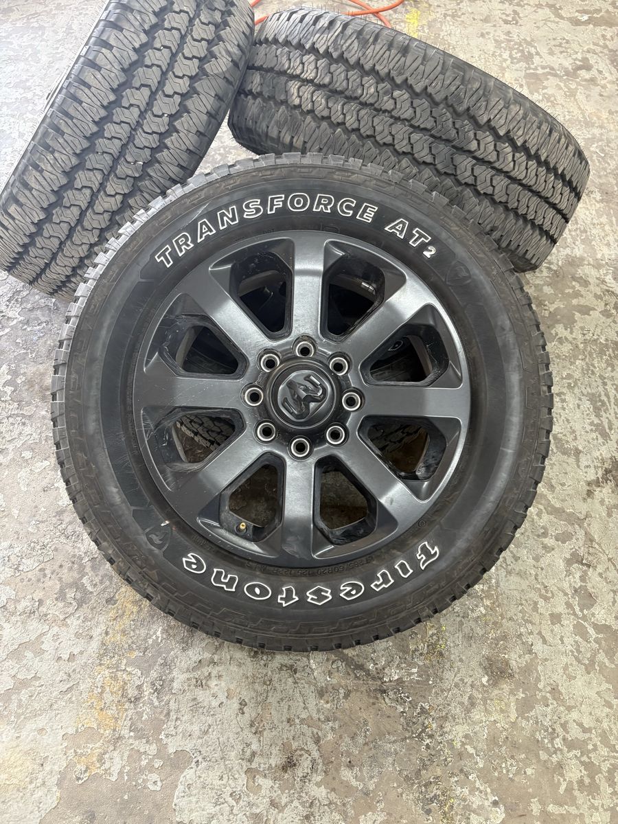 RAM 2500/3500 OEM 20 Inch Wheels with Firestone Transforce AT2 LT285/60R20 Tires