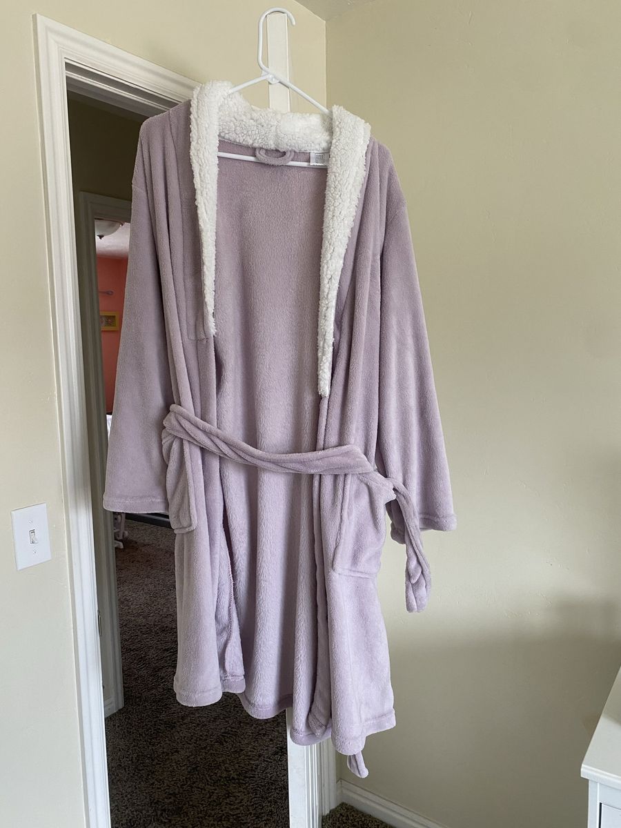 Cozy Lavender Hooded Robe - One Size Fits Most, 100% Polyester Plush