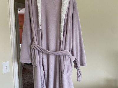 Cozy Lavender Hooded Robe - One Size Fits Most, 100% Polyester Plush