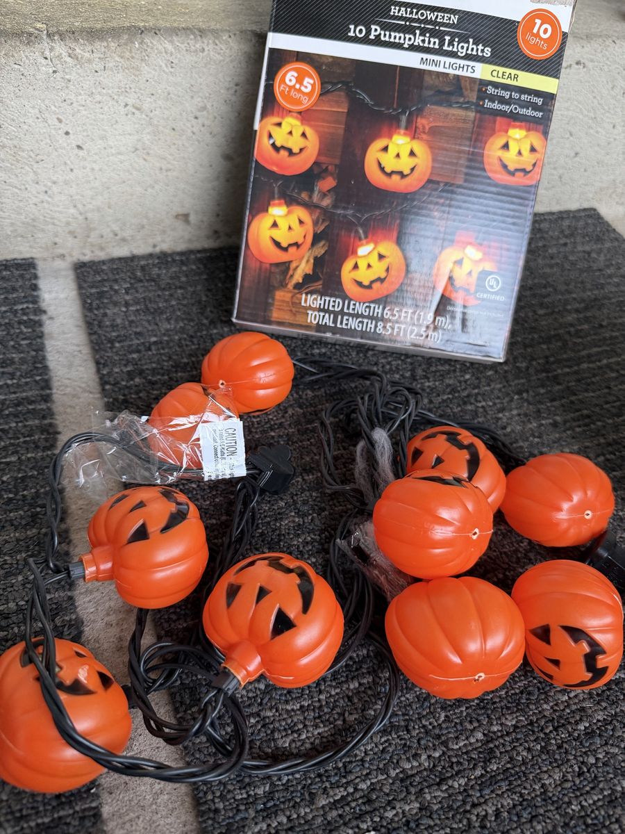 Halloween 10-Count Pumpkin Mini String Lights 6.5 ft Indoor/Outdoor