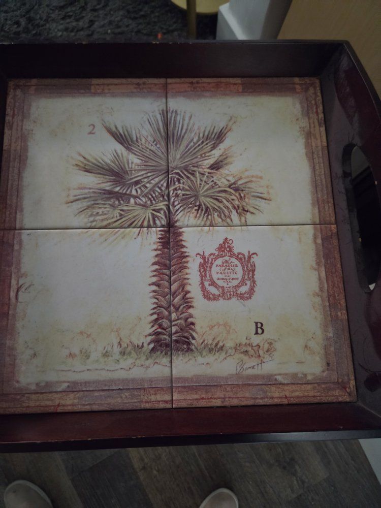 Cute side table where tray comes off