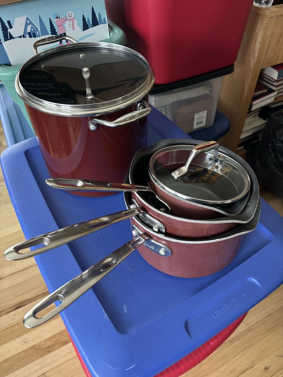 Emeril Red 4-Piece Cookware Set Pots and Pans with Lids