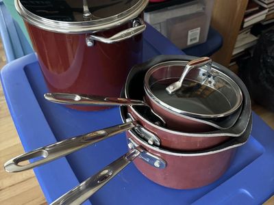 Emeril Red 4-Piece Cookware Set Pots and Pans with Lids