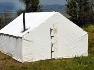 Montana Canvas 12x14 Wall Tent Package – Aluminum Frame, Vinyl Floor & Rain Fly – Never Used