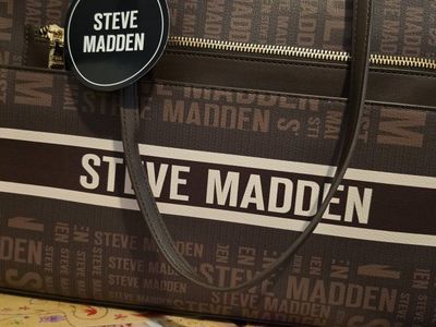 Steve Madden Blivia Printed Logo Tote Bag with Pouch - Brown