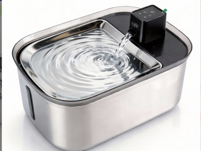 New in Box Pets Wireless Stainless Steel Dog & Cat Water Fountain, Brown, 7.5-L