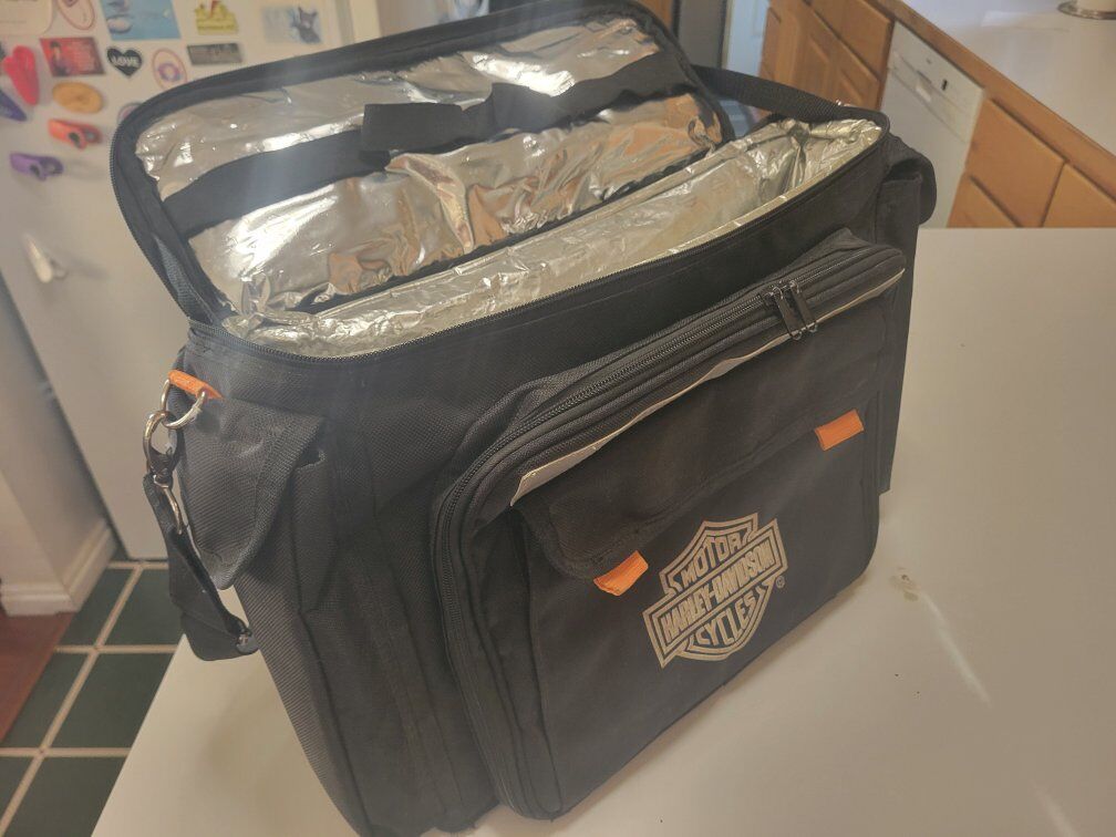 Harley Davidson tote cooler, and a tool organizer.
