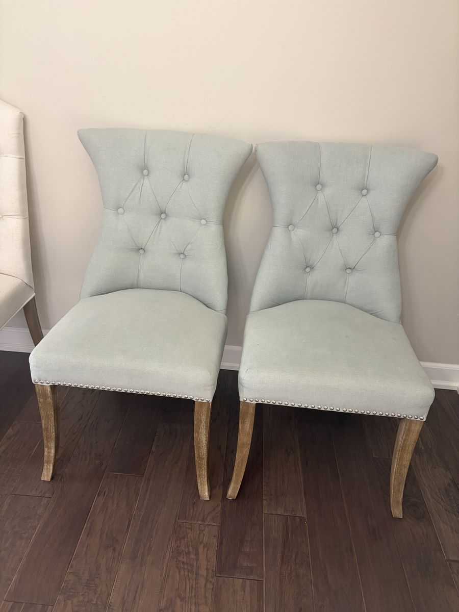Set of 2 Light Green Dining Chairs in Like-New Condition