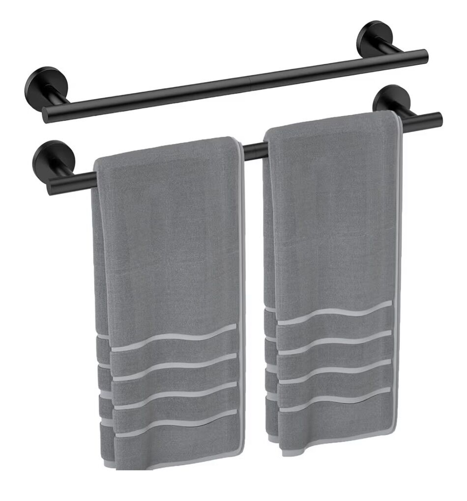 2 Pack Matte Black Towel Bars 24 Inch