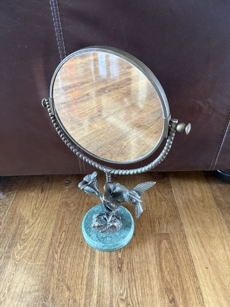 Bellagio Bronze Hummingbird Mirror Marble Base