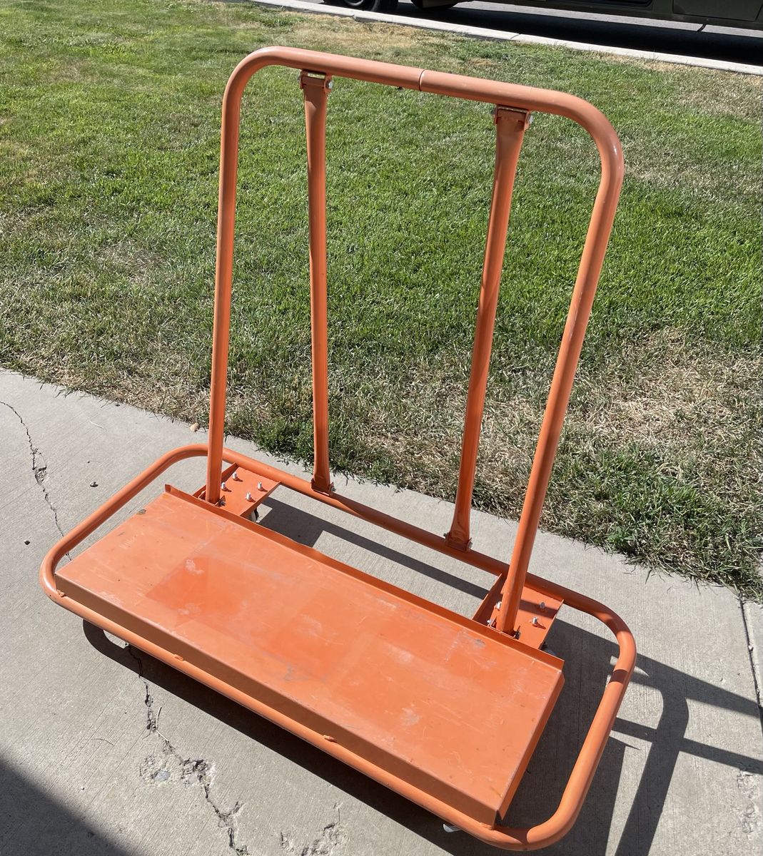 Heavy-Duty Drywall Dolly Cart Orange Panel Mover Industrial Sheetrock Hauler