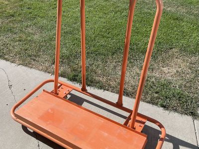 Heavy-Duty Drywall Dolly Cart Orange Panel Mover Industrial Sheetrock Hauler