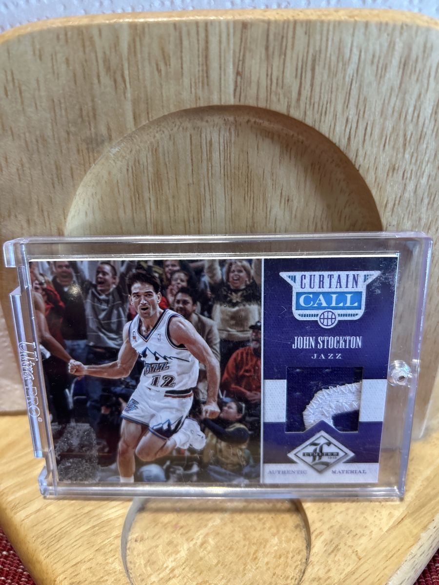 2012 John Stockton NBA Utah Jazz Curtain Call Authentic Material Limited Basketball Card 05/10 Made. WOW !!! NAME PLATE -