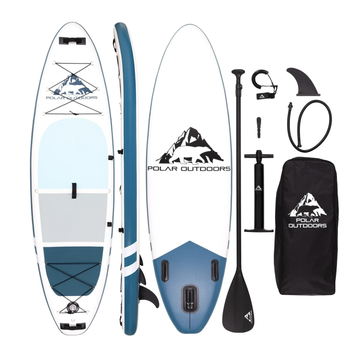 NEW ROC Outdoors Polar Series, 10ft Inflatable SUP, Pump, Premium Accessories & Backpack, Glacier