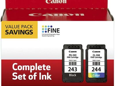 OEM Original 2 Canon Ink Black 244 and Color 243 Cartridges for PIXMA and MG Printers