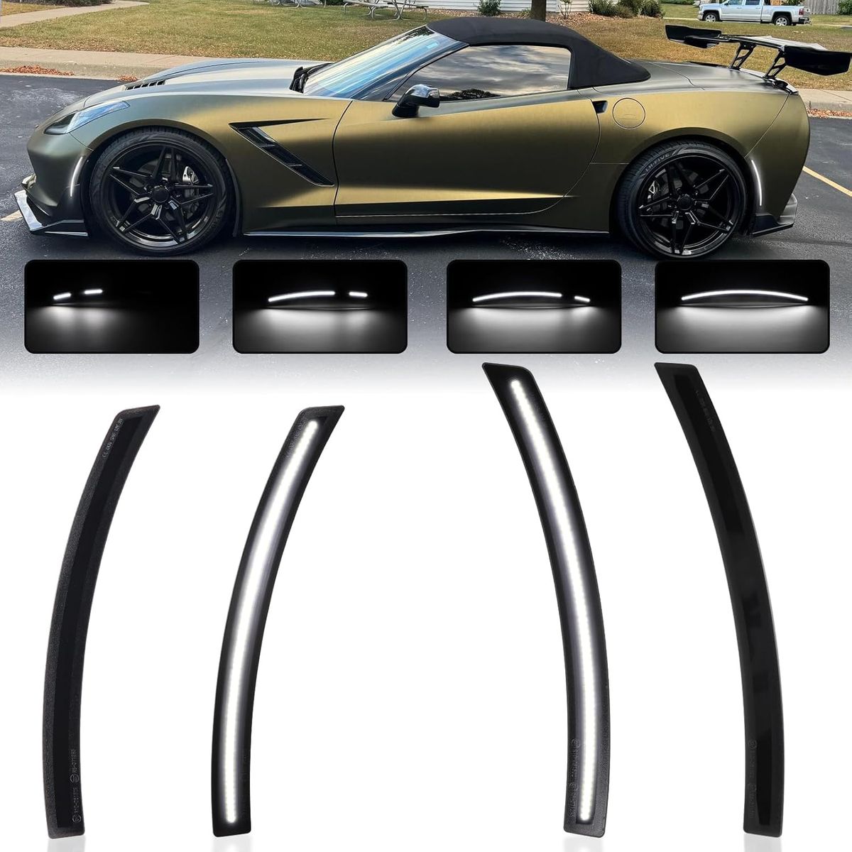 2014-2019 4PC Corvette C7/ Grand Sport/Stingray/ Z06/ ZR1 Dynamic White Front Rear Side Marker Lights