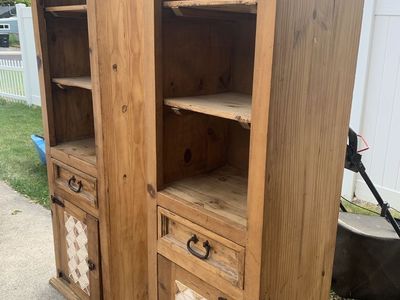 Rustic Wood Bookcases / Display Cabinets - Set of 2